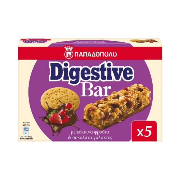 Digestive Bar mit Schokolade & Rote Früchte (5x28g) Papadopoulou - Araxxon