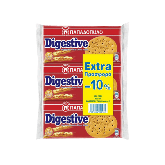 Digestive Kekse (3x250g) Papadopoulou - Araxxon