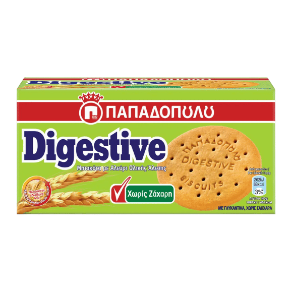 Digestive Kekse Vollkorn Zuckerfrei (250g) Papadopoulou - Araxxon
