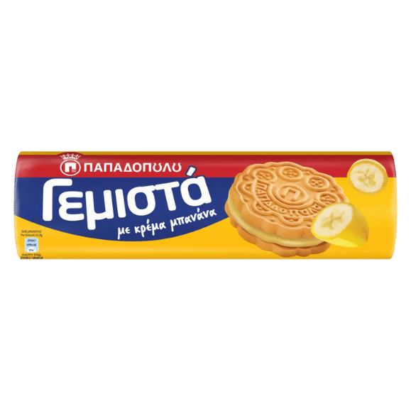 Doppelkekse Banane (200g) Papadopoulou von Papadopoulos bei Araxxon  - Hochwertiges griechisches Produkt.   Doppelkekse Banane (200g) Papadopoulou από Papadopoulos στο Araxxon  - Αυθεντικό ελληνικό προϊόν.  