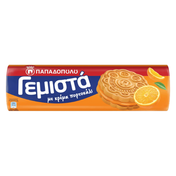 Doppelkekse Orange-Kekse (200g) Papadopoulou von Papadopoulos bei Araxxon  - Hochwertiges griechisches Produkt.   Doppelkekse Orange-Kekse (200g) Papadopoulou από Papadopoulos στο Araxxon  - Αυθεντικό ελληνικό προϊόν.  