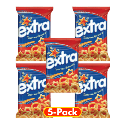 Extra Sternchips pikant Familienpackung (5x55g) von Extra bei Araxxon  - Hochwertiges griechisches Produkt.   Extra Sternchips pikant Familienpackung (5x55g) από Extra στο Araxxon  - Αυθεντικό ελληνικό προϊόν.  