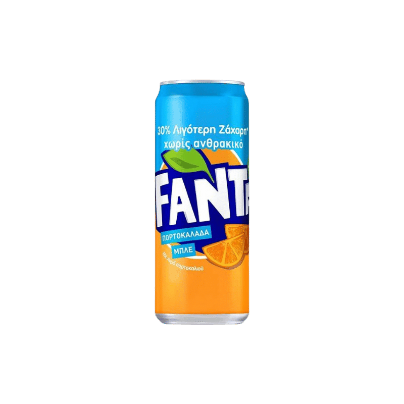 Fanta Orange Blau (330ml) von Coca Cola Hellas bei Araxxon  - Hochwertiges griechisches Produkt.   Fanta Orange Blau (330ml) από Coca Cola Hellas στο Araxxon  - Αυθεντικό ελληνικό προϊόν.  