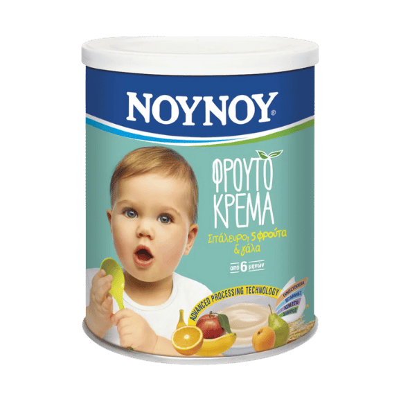 Fruchtcreme 5 Früchte für Babys (300g) Nounou von Nounou bei Araxxon  - Hochwertiges griechisches Produkt.   Fruchtcreme 5 Früchte für Babys (300g) Nounou από Nounou στο Araxxon  - Αυθεντικό ελληνικό προϊόν.  