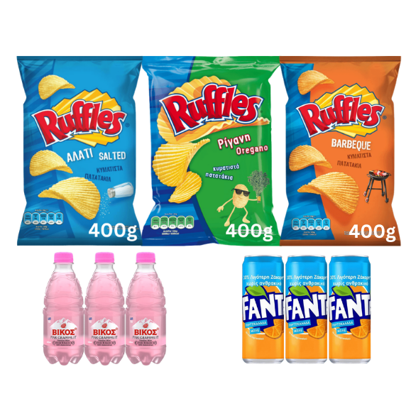Griechisches Snack Familienpackung XL von Ruffles bei Araxxon  - Hochwertiges griechisches Produkt.   Griechisches Snack Familienpackung XL από Ruffles στο Araxxon  - Αυθεντικό ελληνικό προϊόν.  
