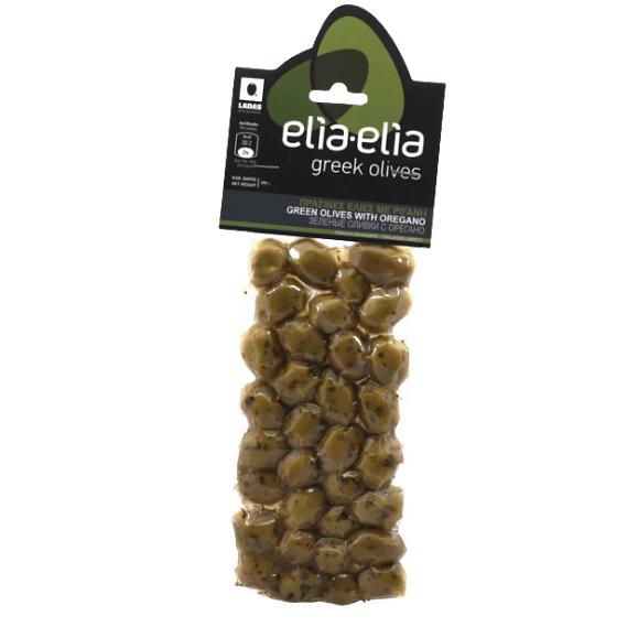 Grüne Oliven mit Oregano (200g) Ladas - Araxxon