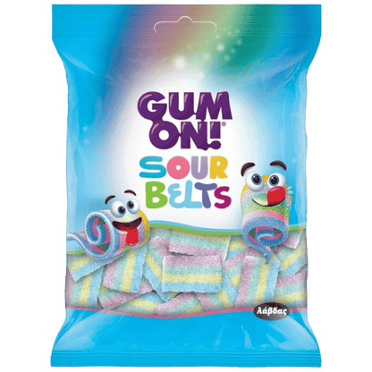 Gum On! Sour Belts Fruchtgummi (70g) Lavdas von Lavdas bei Araxxon  - Hochwertiges griechisches Produkt.   Gum On! Sour Belts Fruchtgummi (70g) Lavdas από Lavdas στο Araxxon  - Αυθεντικό ελληνικό προϊόν.  