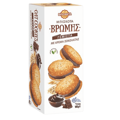 Hafer-Sandwich-Cookies Schokoladencreme (180g) Violanta von Violanta bei Araxxon  - Hochwertiges griechisches Produkt.   Hafer-Sandwich-Cookies Schokoladencreme (180g) Violanta από Violanta στο Araxxon  - Αυθεντικό ελληνικό προϊόν.  