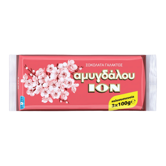 Mandelschokolade (3x100g) ION von ION bei Araxxon  - Hochwertiges griechisches Produkt.   Mandelschokolade (3x100g) ION από ION στο Araxxon  - Αυθεντικό ελληνικό προϊόν.  