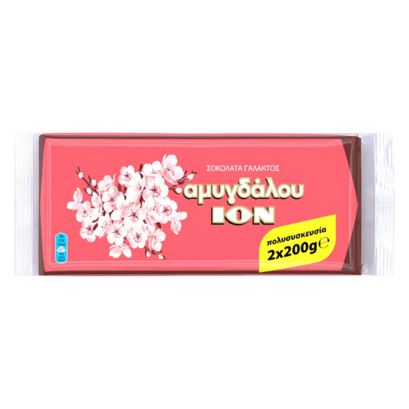 Mandelschokolade (2x200g) ION von ION bei Araxxon  - Hochwertiges griechisches Produkt.   Mandelschokolade (2x200g) ION από ION στο Araxxon  - Αυθεντικό ελληνικό προϊόν.  
