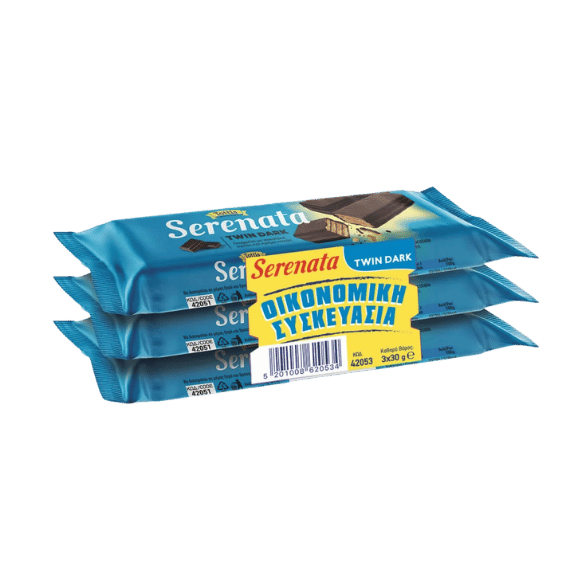 Twin Dark Waferschokolade (3x30g) Serenata von Tottis bei Araxxon  - Hochwertiges griechisches Produkt.   Twin Dark Waferschokolade (3x30g) Serenata από Tottis στο Araxxon  - Αυθεντικό ελληνικό προϊόν.  