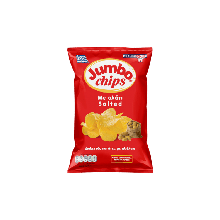 Jumbo Chips gesalzen (50g) von Jumbo bei Araxxon  - Hochwertiges griechisches Produkt.   Jumbo Chips gesalzen (50g) από Jumbo στο Araxxon  - Αυθεντικό ελληνικό προϊόν.  