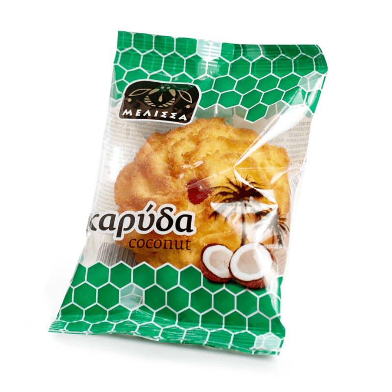 Kokosnuss Karyda (85g) Toumpourleka von Toumpourleka bei Araxxon  - Hochwertiges griechisches Produkt.   Kokosnuss Karyda (85g) Toumpourleka από Toumpourleka στο Araxxon  - Αυθεντικό ελληνικό προϊόν.  