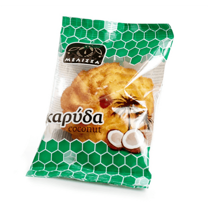 Kokosnuss Karyda (85g) Toumpourleka von Toumpourleka bei Araxxon  - Hochwertiges griechisches Produkt.   Kokosnuss Karyda (85g) Toumpourleka από Toumpourleka στο Araxxon  - Αυθεντικό ελληνικό προϊόν.  