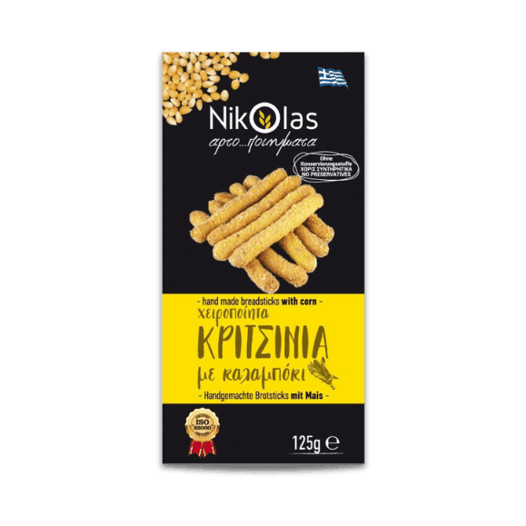 🎁 Kritsinia Brotsticks mit Mais (125g) Nikolas Bakery (100% off) von Nikolas Bakery bei Araxxon  - Hochwertiges griechisches Produkt.   🎁 Kritsinia Brotsticks mit Mais (125g) Nikolas Bakery (100% off) από Nikolas Bakery στο Araxxon  - Αυθεντικό ελληνικό προϊόν.  