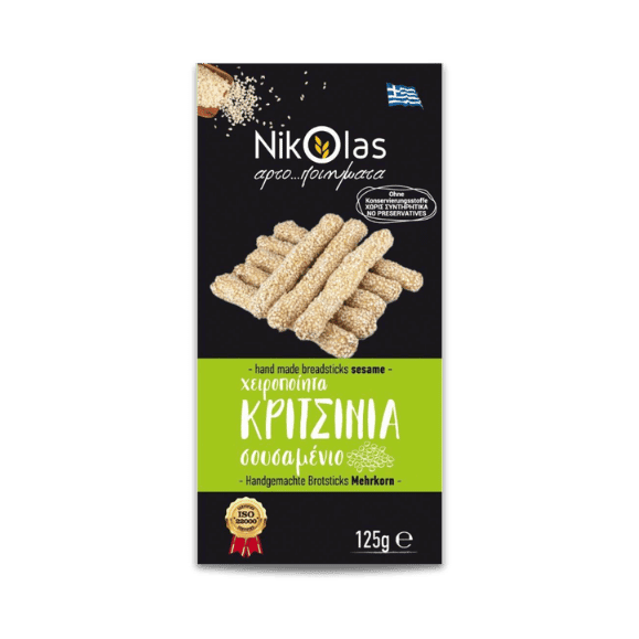 Kritsinia Brotsticks mit Sesam (125g) Nikolas Bakery - Araxxon