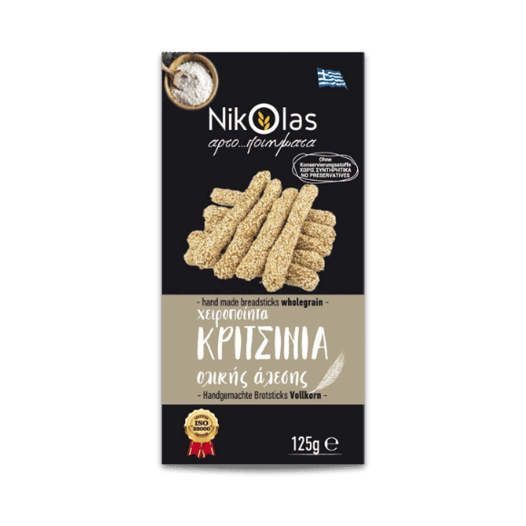 Kritsinia Vollkorn Brotsticks mit Sesam (125g) Nikolas Bakery - Araxxon