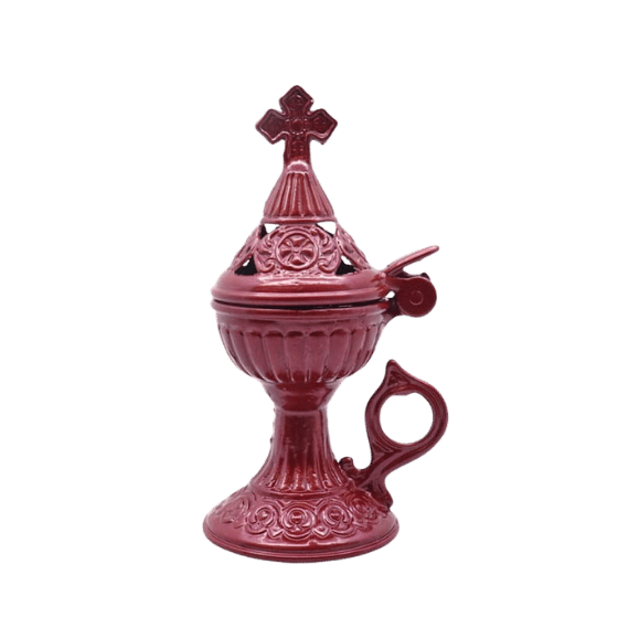 Livanistiri Weihrauchbrenner Metal klein mit Deckel - Rot - Araxxon