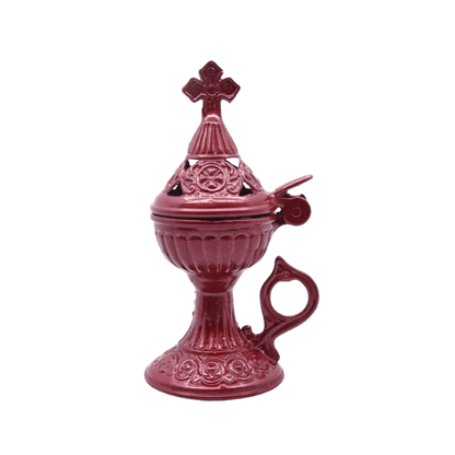 Livanistiri Weihrauchbrenner Metal klein mit Deckel - Rot - Araxxon