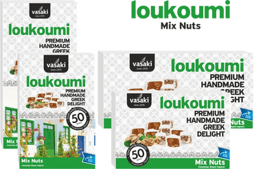 Loukoumi Nussmischung (250g) Vasaki von Vasaki bei Araxxon  - Hochwertiges griechisches Produkt.   Loukoumi Nussmischung (250g) Vasaki από Vasaki στο Araxxon  - Αυθεντικό ελληνικό προϊόν.  