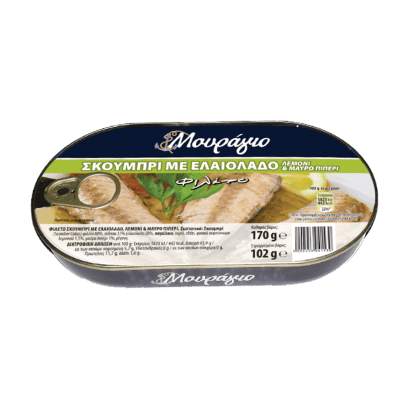 Makrele mit Olivenöl, Zitrone & Pfeffer (170g) Mouragio - Araxxon