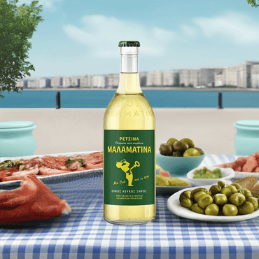 Malamatina Retsina 11% (500ml) von Malamatina bei Araxxon  - Hochwertiges griechisches Produkt.   Malamatina Retsina 11% (500ml) από Malamatina στο Araxxon  - Αυθεντικό ελληνικό προϊόν.  