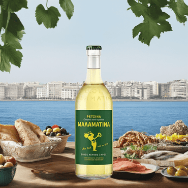 Malamatina Retsina 11% (500ml) von Malamatina bei Araxxon  - Hochwertiges griechisches Produkt.   Malamatina Retsina 11% (500ml) από Malamatina στο Araxxon  - Αυθεντικό ελληνικό προϊόν.  