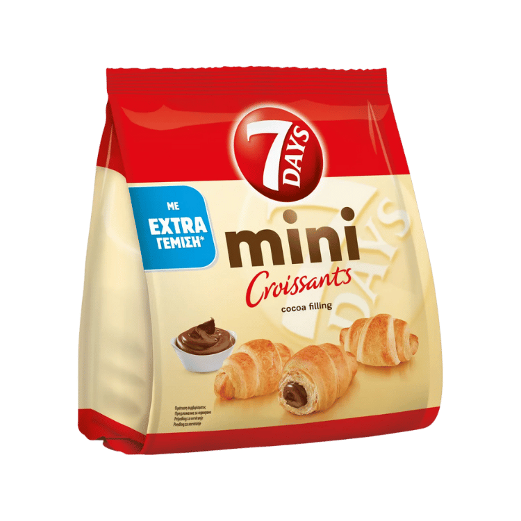 Mini Croissants Kakao (103g) 7 Days von 7 Days bei Araxxon  - Hochwertiges griechisches Produkt.   Mini Croissants Kakao (103g) 7 Days από 7 Days στο Araxxon  - Αυθεντικό ελληνικό προϊόν.  