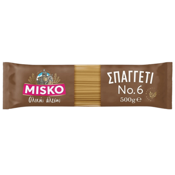 Misko Spaghetti No.6 Vollkorn (500g) von Misko bei Araxxon  - Hochwertiges griechisches Produkt.   Misko Spaghetti No.6 Vollkorn (500g) από Misko στο Araxxon  - Αυθεντικό ελληνικό προϊόν.  