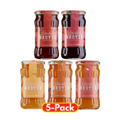 Naoussa Marmelade & Konfitüre Mix (5x370g) Haitoglou von Haitoglou bei Araxxon  - Hochwertiges griechisches Produkt.   Naoussa Marmelade & Konfitüre Mix (5x370g) Haitoglou από Haitoglou στο Araxxon  - Αυθεντικό ελληνικό προϊόν.  