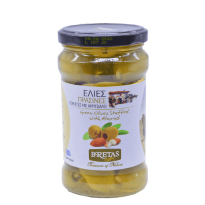 Oliven grün gefüllt mit Mandeln (300g) Bretas - Araxxon