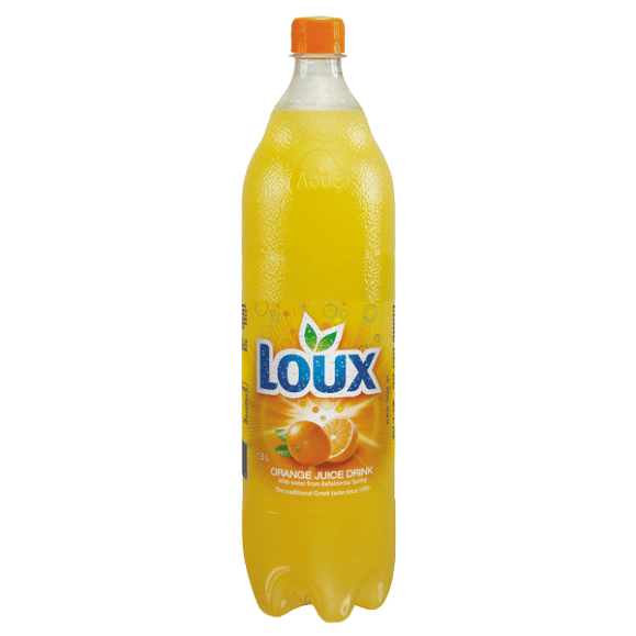 Orange Fruchtsaftgetränk Portokalada (1,5L) Loux von Loux bei Araxxon  - Hochwertiges griechisches Produkt.   Orange Fruchtsaftgetränk Portokalada (1,5L) Loux από Loux στο Araxxon  - Αυθεντικό ελληνικό προϊόν.  