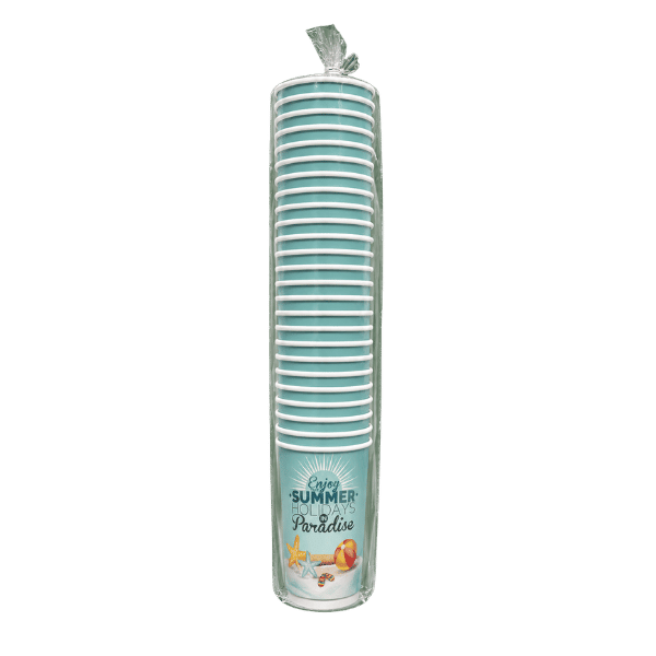 Pappbecher Sommer (25x360ml) Blau Doppelwandig - Araxxon