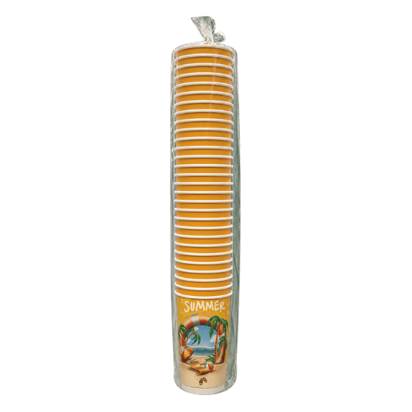 Pappbecher Sommer (25x360ml) Orange Doppelwandig - Araxxon