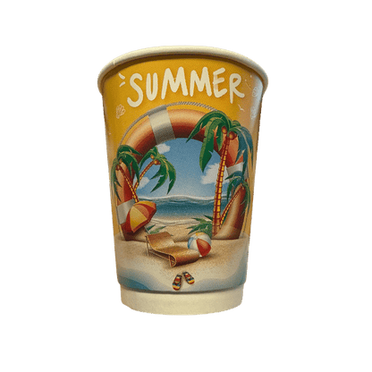 Pappbecher Sommer (25x360ml) Orange Doppelwandig - Araxxon