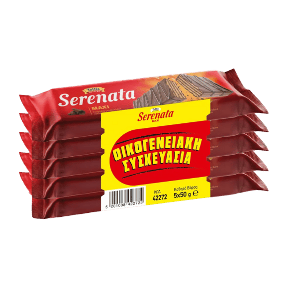 Waffelschokolade Maxi (5x50g) Serenata von Tottis bei Araxxon  - Hochwertiges griechisches Produkt.   Waffelschokolade Maxi (5x50g) Serenata από Tottis στο Araxxon  - Αυθεντικό ελληνικό προϊόν.  