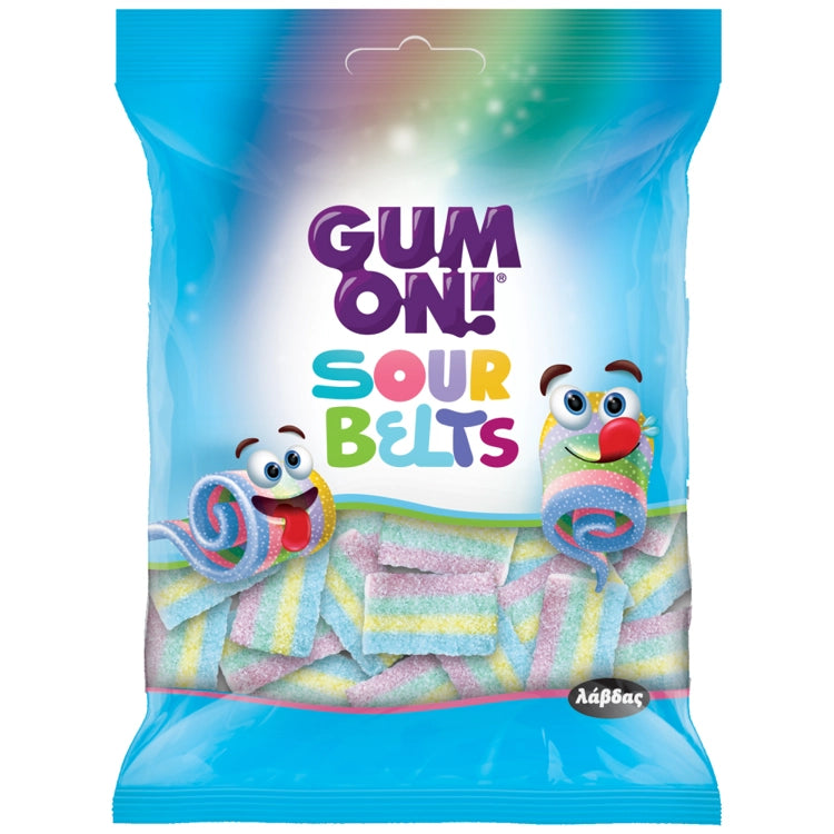 Gum On! Sour Belts Fruchtgummi (70g) von Lavdas bei Araxxon  - Hochwertiges griechisches Produkt.   Gum On! Sour Belts Fruchtgummi (70g) από Lavdas στο Araxxon  - Αυθεντικό ελληνικό προϊόν.  