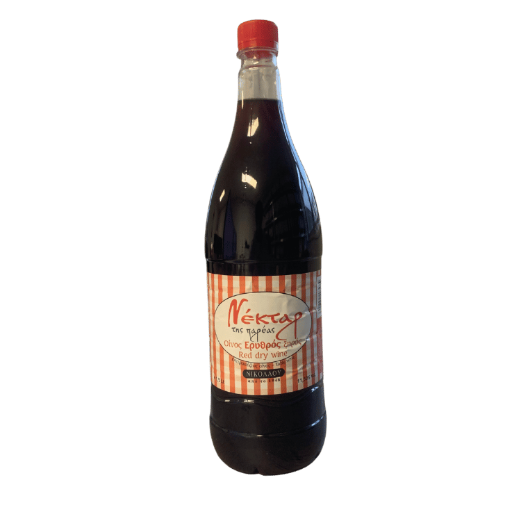 Rotwein trocken (1,5l PET) Nikolau von Nikolau bei Araxxon  - Hochwertiges griechisches Produkt.   Rotwein trocken (1,5l PET) Nikolau από Nikolau στο Araxxon  - Αυθεντικό ελληνικό προϊόν.  