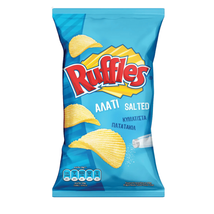 Ruffles Chips Alati (Salz) (100g) von Ruffles bei Araxxon  - Hochwertiges griechisches Produkt.   Ruffles Chips Alati (Salz) (100g) από Ruffles στο Araxxon  - Αυθεντικό ελληνικό προϊόν.  