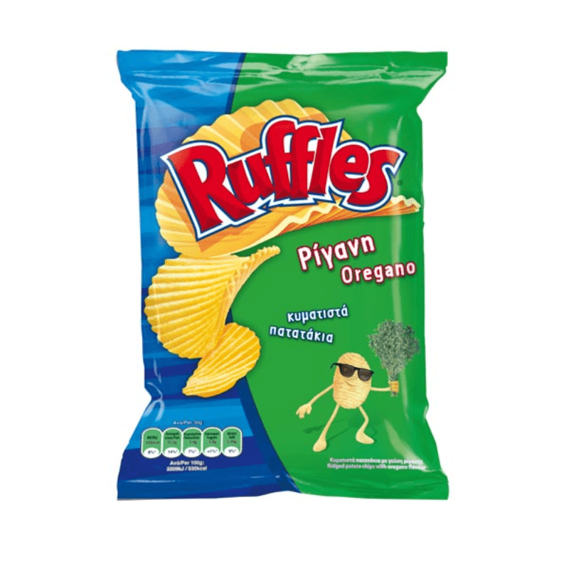 Ruffles Chips Oregano (100g) von Ruffles bei Araxxon  - Hochwertiges griechisches Produkt.   Ruffles Chips Oregano (100g) από Ruffles στο Araxxon  - Αυθεντικό ελληνικό προϊόν.  