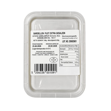 Sardellenfilet extra gesalzen (150g) Fanari - Araxxon