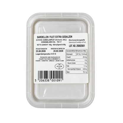 Sardellenfilet extra gesalzen (150g) Fanari - Araxxon