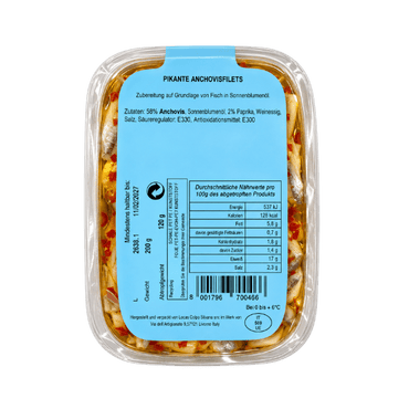 Sardellenfilet pikant mariniert (200g) Locas - Araxxon
