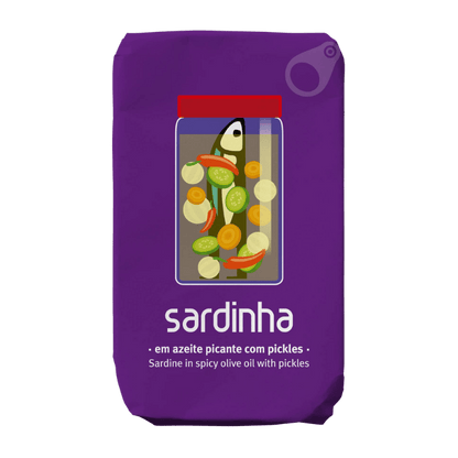 Sardine in würzigem Olivenöl mit Essiggurken (120g) Sardinha - Araxxon