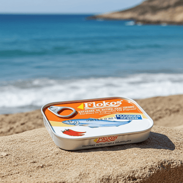 Sardinen pikant in Pflanzenöl (100g) Flokos von Flokos bei Araxxon  - Hochwertiges griechisches Produkt.   Sardinen pikant in Pflanzenöl (100g) Flokos από Flokos στο Araxxon  - Αυθεντικό ελληνικό προϊόν.  