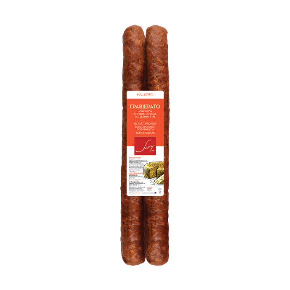 Bauernwurst mit Graviera (350g) Sary von Sary bei Araxxon  - Hochwertiges griechisches Produkt.   Bauernwurst mit Graviera (350g) Sary από Sary στο Araxxon  - Αυθεντικό ελληνικό προϊόν.  
