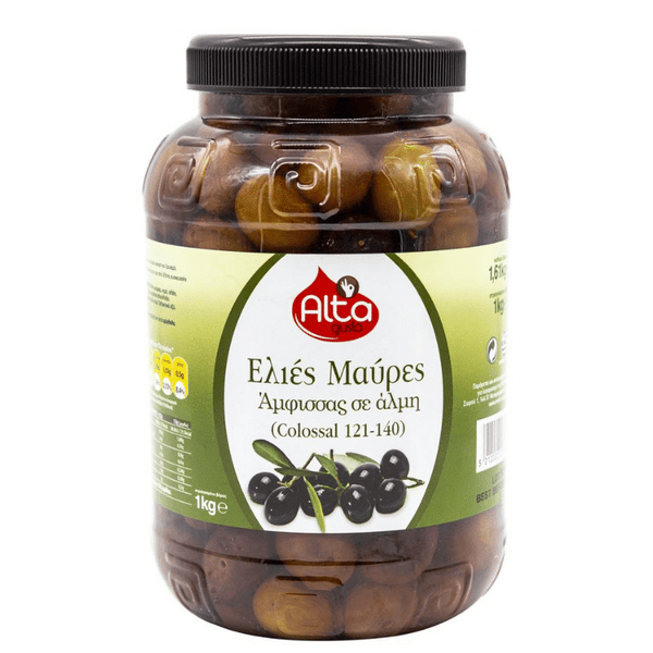 Griechisches Schwarze Oliven von Amfissa (121-140) (1,61Kg) Alta Gusto (1kg  Abtropfgewicht) Online kaufen