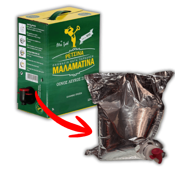 [Transportbeschädigt] 3 Liter Malamatina Retsina Bag in Box - Araxxon