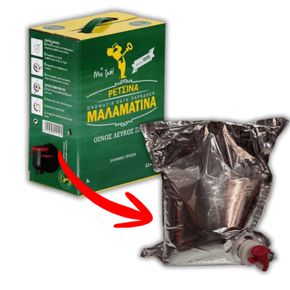 [Transportbeschädigt] 3 Liter Malamatina Retsina Bag in Box - Araxxon